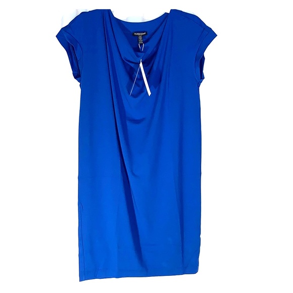 Eileen Fisher Petite Drape Front Dress Blue - Picture 3 of 6